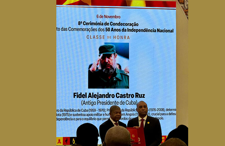 Condecoran de manera póstuma en Angola a Fidel Castro Ruz