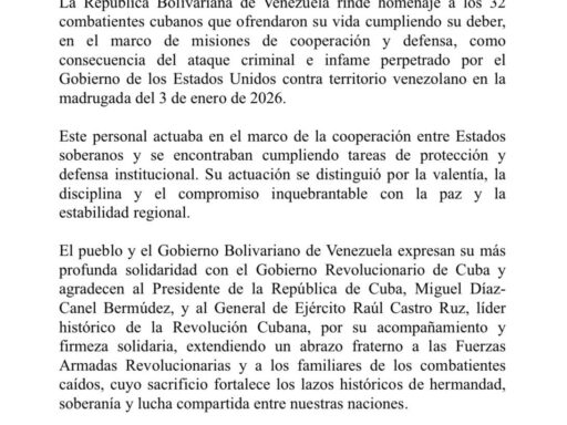 Honra Venezuela a combatientes cubanos caídos en ataque de EE.UU.