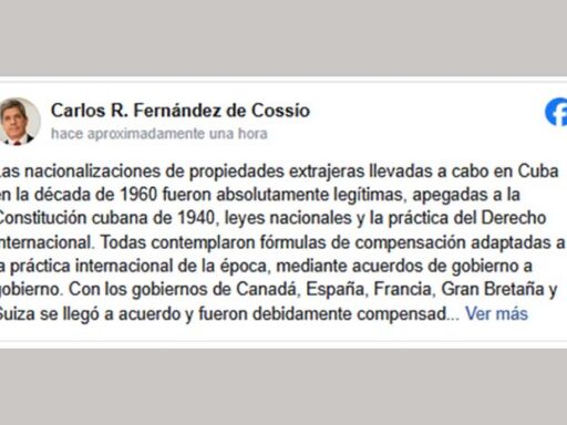 Destaca Minrex legalidad del proceso de nacionalización en Cuba