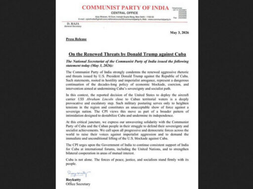 Condena Partido Comunista de India grave amenaza de EEUU contra Cuba