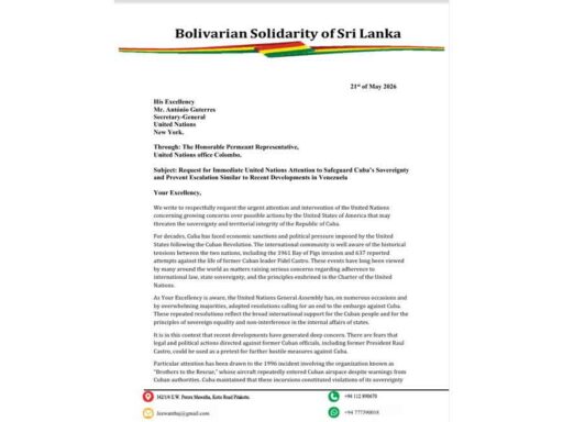 Solicitan desde Sri Lanka intervención de ONU sobre tema de Cuba