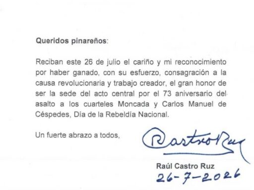 Mensaje del General de Ejército al pueblo de Pinar del Río